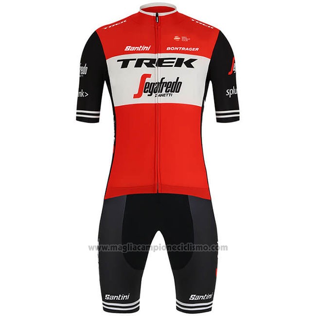 2019 Abbigliamento Ciclismo Trek Segafredo Rosso Bianco Manica Corta e Salopette